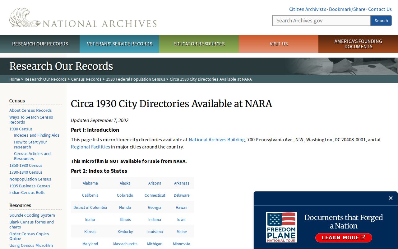 NARA city-directory inventory showing Yucaipa Valley within San Bernardino regional volumes