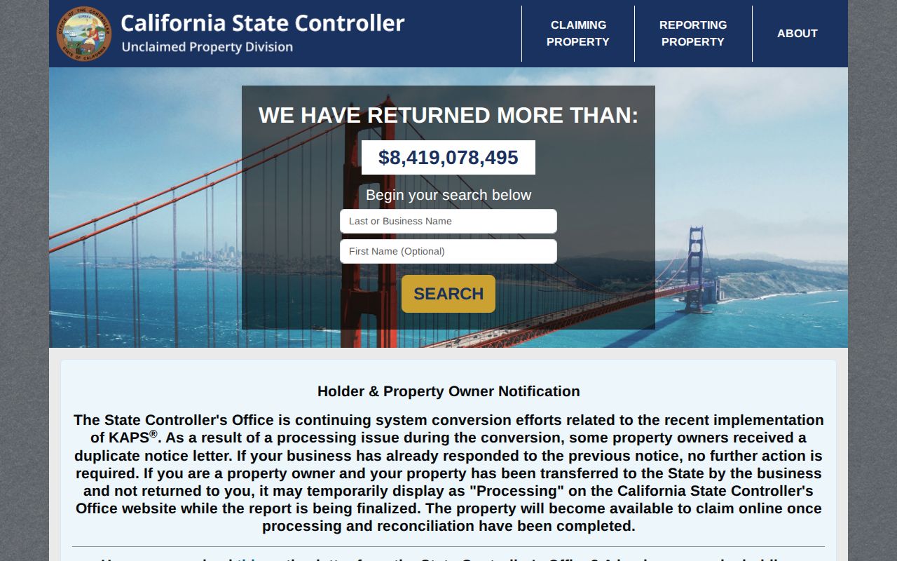 California unclaimed-property search used as an old-address clue for Yucaipa history